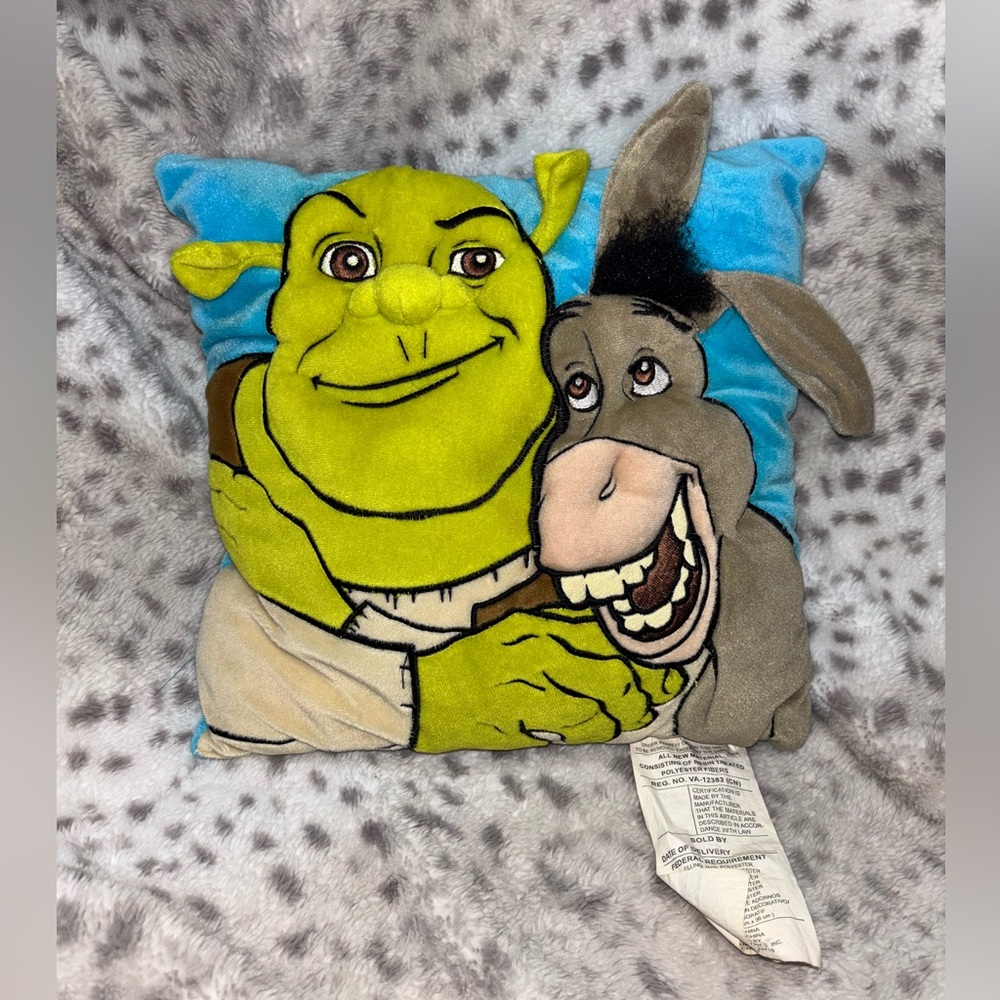 VINTAGE 2004 SHREK & DONKEY THROW PILLOW